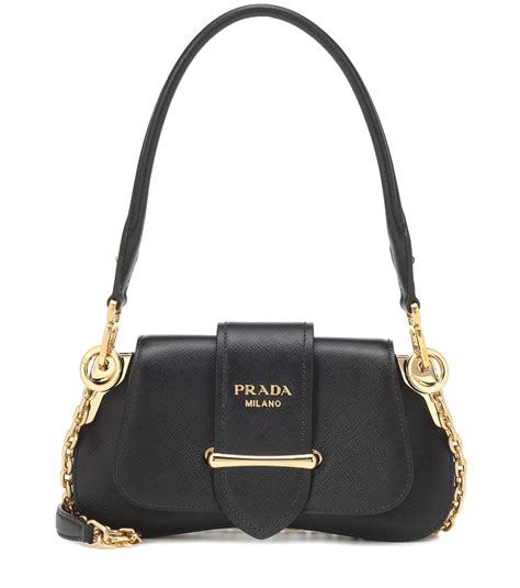 prada sidonie leather shoulder bag black